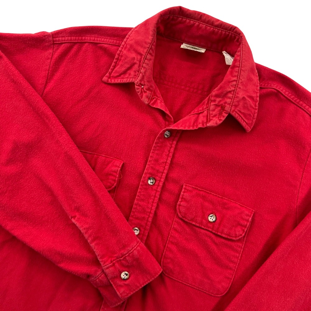 Vintage Five Brother Chamois Shirt Mens L Red Tall Flannel Heavyweight USA Made